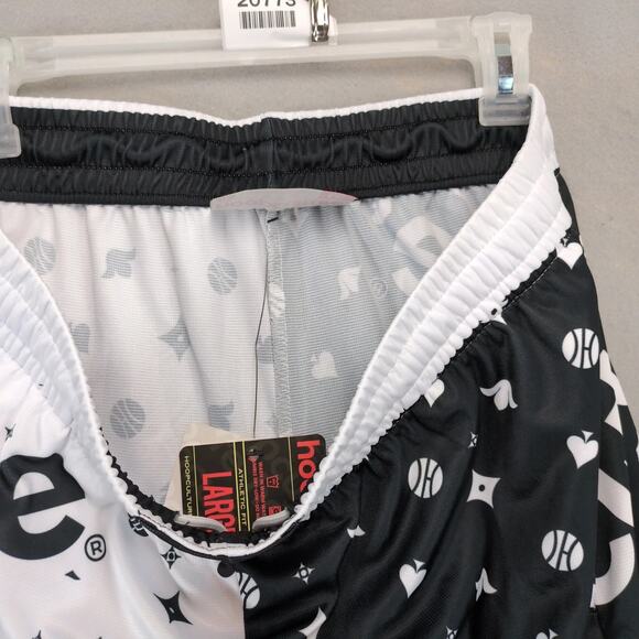NWT Hoop Culture Men's L Basketball Shorts Black White Athletic Elastic Waist - Picture 4 of 10